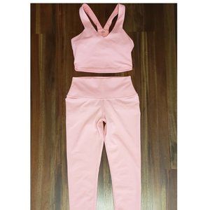 Alo Yoga Airbrush 2 PIECE Set Strawberry Lemonade Real Bra Tank 7/8 Leggings 25"